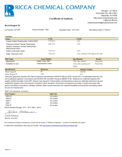Certificate of Analysis