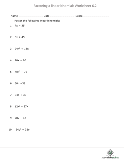 Factoring a linear binomial: Worksheet 6.2