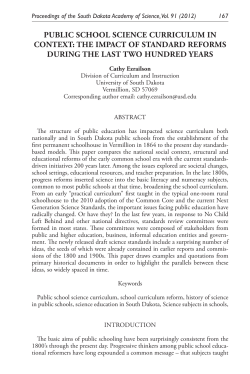 PUBLIC SCHOOL SCIENCE CURRICULUM IN CONTEXT: THE