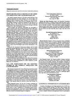 Announcements - Cancer Research