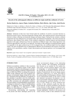 135 since 1961 BALTICA Volume 28 Number 2 December 2015