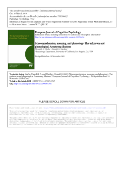 European Journal of Cognitive Psychology
