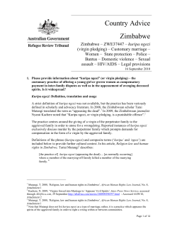 Country Advice Zimbabwe