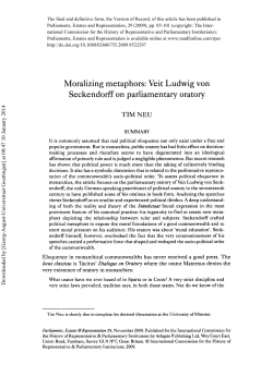 Moralizing metaphors: Veit Ludwig von Seckendorff on