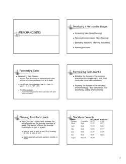 Forecasting Sales Forecasting Sales