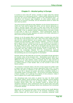Chapter 8: Alcohol policy in Europe