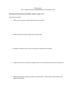 AP Government UNIT I: CONSTITUTIONAL UNDERPINNINGS OF