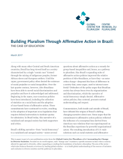 Building Pluralism Through Affirmative Action in Brazil: The Case for