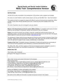 RESJ Tool: Comprehensive Version