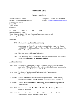 Curriculum Vitae - Freie Universit&auml;t Berlin