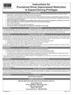 Instructions for Provisional Driver Improvement Restriction