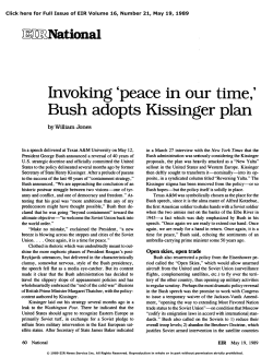Invoking `Peace in Our Time,` Bush Adopts Kissinger Plan
