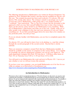 Introduction to Mathematica for Physics 103.
