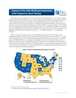 Status of the ACA Medicaid Expansion after Supreme Court Ruling