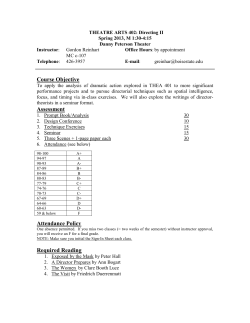 THEATRE ARTS 311: ADVANCED ACTING