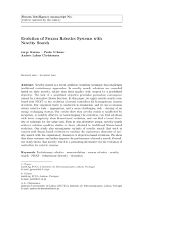 Evolution of Swarm Robotics Systems with Novelty Search