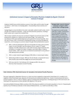 Institutional Licensure in Support of Exemplary Physicians Ineligible