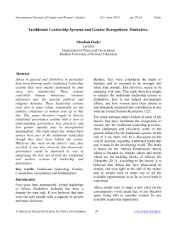 Traditional Leadership Systems and Gender Recognition