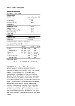 PEANUT BUTTER DREAM BAR Nutritional information Serving size