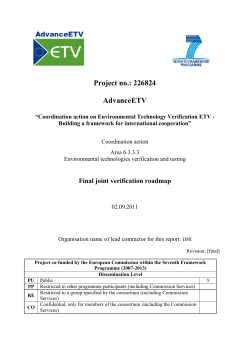 Roadmap for joint verification - eu-etv