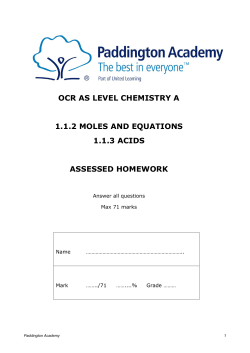 ocr as level chemistry a 1.1.2 moles and equations 1.1.3 acids