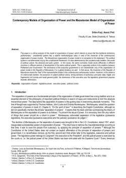 Contemporary Models of Organization of Power and the