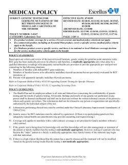Genetic Testing for Germline Mutations of the RET Proto Oncogene