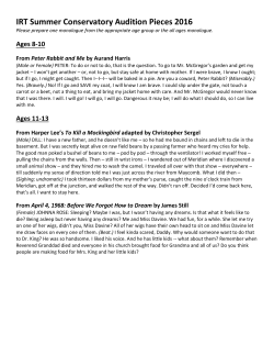 IRT Summer Conservatory Audition Pieces 2016