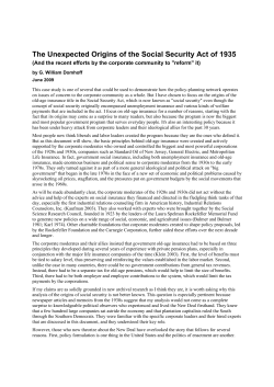 The Unexpected Origins of the Social Security Act of 1935