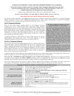 Notice - NCAA and EA Videogame Likeness Settlements