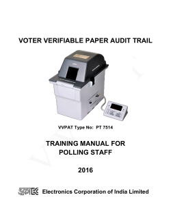 VOTER VERIFIABLE PAPER AUDIT TRAIL TRAINING MANUAL