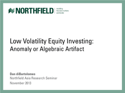 Low Volatility Equity Investing - Northfield Information Services