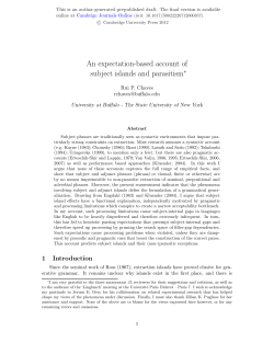 An expectation-based account of subject islands and parasitism