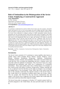 Role of Nationalism in the Disintegration of the Soviet Union