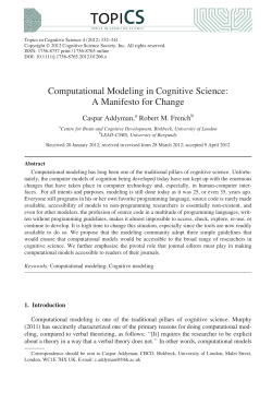 Computational Modeling in Cognitive Science: A Manifesto for Change