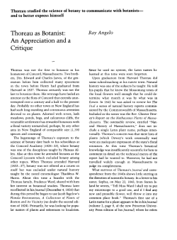 Thoreau as Botanist: An Appreciation and a Critique