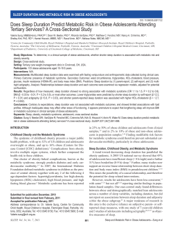 Does Sleep Duration Predict Metabolic Risk in Obese Adolescents