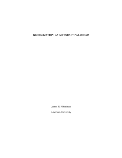 GLOBALIZATION: AN ASCENDANT PARADIGM? James H