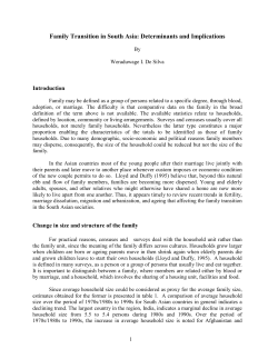 Family Transition in South Asia: Determinants and Implications