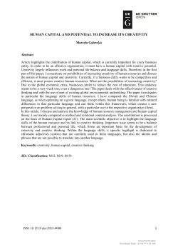 HUMAN CAPITAL AND POTENTIAL TO INCREASE ITS CREATIVITY