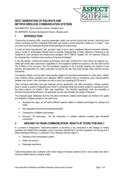 Next generation of railways and metros wireless communications