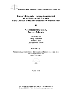 Cursory evaluation of methamphetamine contamination
