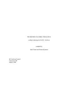 British Columbia Thesaurus - the Archives Association of British