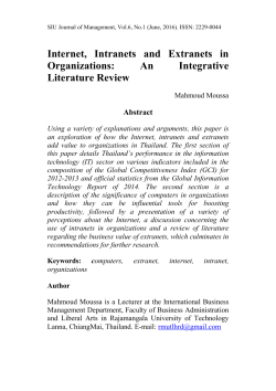 Internet, Intranets and Extranets in Organizations: An Integrative