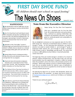 Newsletter - Spring 2015 - The First Day Shoe Fund