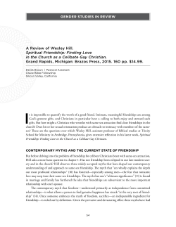 A Review of Wesley Hill. Spiritual Friendship