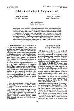 Sibling Relationships in Early Adulthood