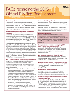 FAQs regarding the 2015 Official PIN Tag Requirement