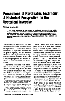 Perceptions of Psychiatric Testimony: A