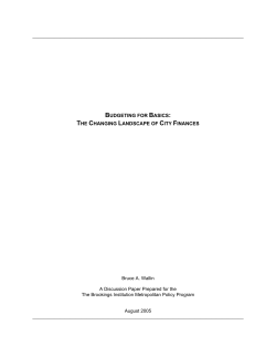 budgeting for basics: the changing landscape of city finances